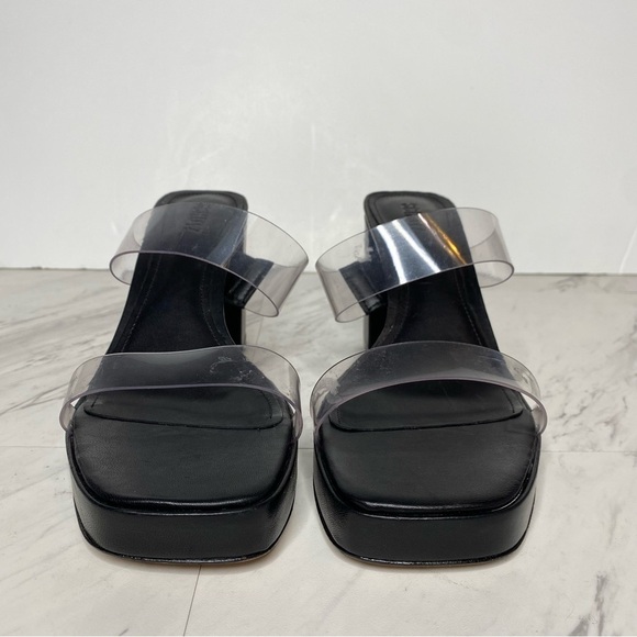 Schutz Ariella Platform Vinyl Black Block Heel Sandal 10 1/2 - Picture 2 of 14
